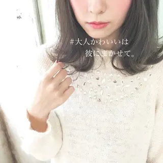 セミロング カラー ◆感動口コミ/最小顔 理論カット◆森口 峻のヘアスタイル