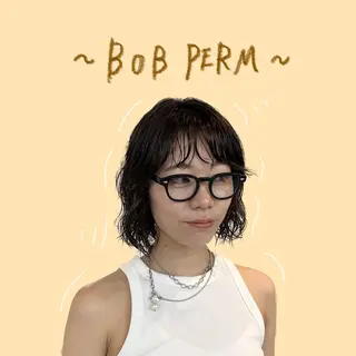 ミディアム カラー パーマ benji仙台所属・KOKI/ ボブ/ パーマ/透明感カラーのヘアスタイル