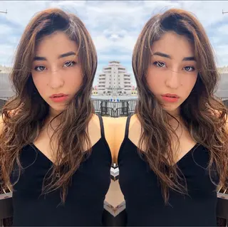 ロング salowin 原宿 aroa所属・韓国／ハッシュカット ／透明感カラー／金野のヘアスタイル