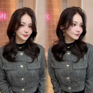 セミロング カラー 韓国ハッシュカット/ 新宿/髪質改善/岡崎のヘアスタイル