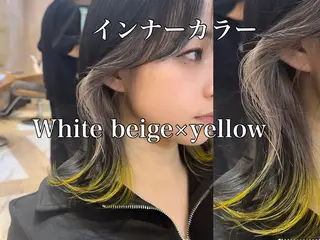 ミディアム カラー ブリーチなしダブル カラー縮毛矯正　下野のヘアスタイル