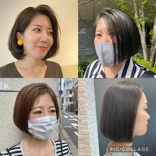 ショート カラー ヘアアレンジ ナカジ🌸ロブ/ボブ /前髪🌸のヘアスタイル