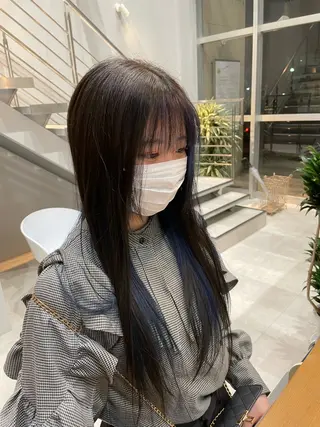 ロング カラー エマ ピボット 中川店所属・富原崇太/切りっぱな しボブ/透明感カラーのヘアスタイル