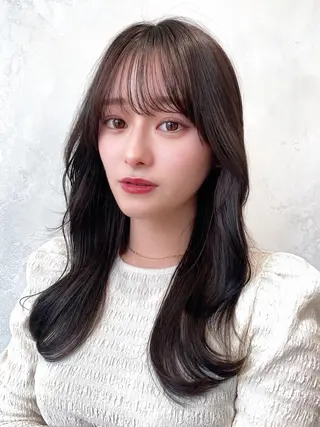 セミロング カラー 顔周り/くびれヘア 韓国ヘア💕風間るなのヘアスタイル