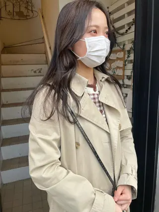 ロング カラー 🩰オリーブ/ ベージュ松本咲花🩰のヘアスタイル