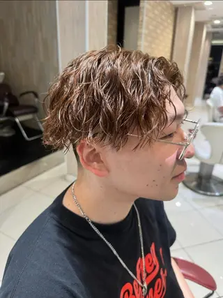 ショート カラー パーマ ヘアアレンジ メンズ 💈メンズ特化 美容師サキ💈のヘアスタイル