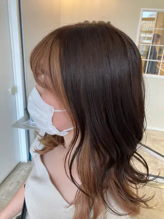 セミロング カラー 岩崎 裕司のヘアスタイル