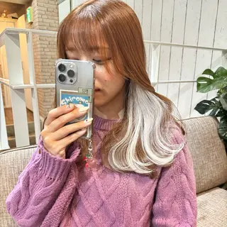 セミロング カラー MiU所属・髪質改善|ストレート |ブリーチ|ゆたかのヘアスタイル