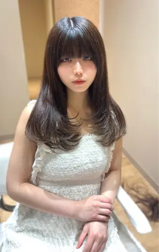 ミディアム miwa♡暖色カラー 盛れる顔周り.ヘアメのヘアスタイル