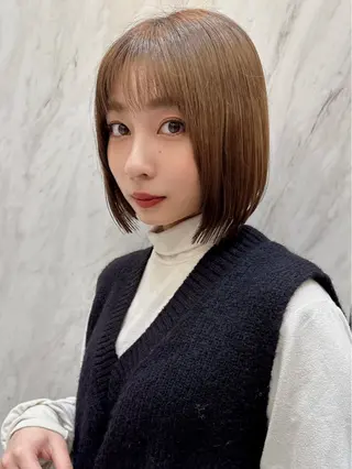 ミディアム まいか🤎髪質改善 ミルクティーボブ🎀のヘアスタイル