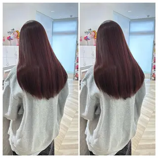 ミディアム 顔周りレイヤーカット 透明感カラー達冨のヘアスタイル