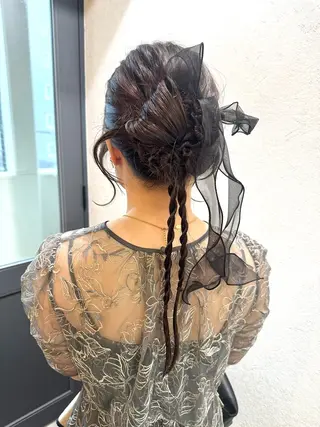 ロング ヘアアレンジ 縮毛矯正/ブラウン カラー/ヘアメひふみのヘアスタイル