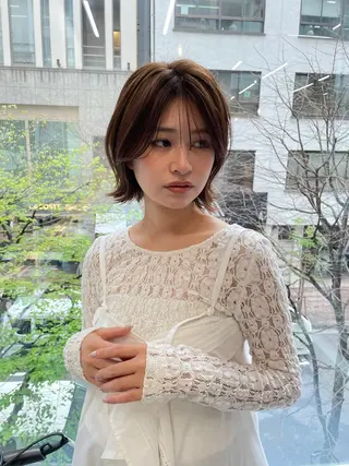 ミディアム カラー 顔まわり/レイヤー 🌼MIU🌼のヘアスタイル