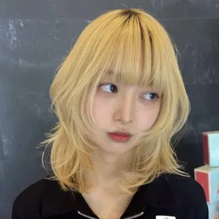 ミディアム ハイトーン/ボブ/ ハイライト🌱ᩚ涼介のヘアスタイル