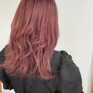 セミロング カラー ヘアアレンジ なつき/艶ピンク/ girly hairのヘアスタイル