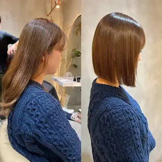 ショート カラー ボブ/巻ける縮毛矯正 /韓国レイヤーはなのヘアスタイル