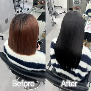 ロング カラー ヘアアレンジ メンズ シールエクステ🎀 羽エクステ🌙しぇるのヘアスタイル