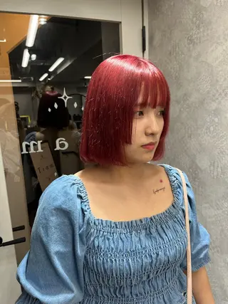 ミディアム カラー ピンク🎀ブロンド 💎ハイトーン/大和のヘアスタイル