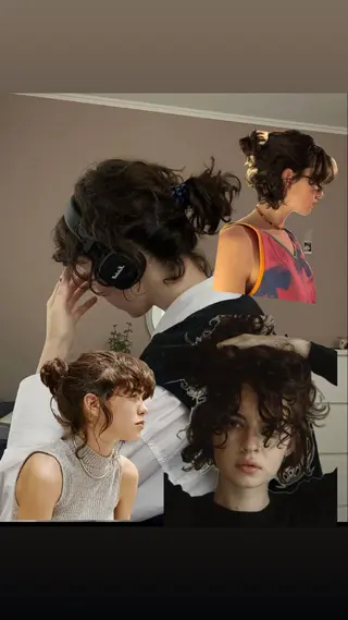 ミディアム パーマ ボブ/プツッとボブ/ 暖色カラー/モエのヘアスタイル