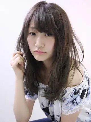 セミロング ロング カラー パーマ 青木 茂樹⭐️ 透明感カラーのヘアスタイル