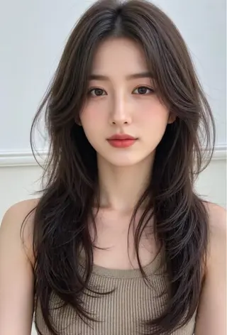 ロング カラー ARMONY表参道店所属・韓国風レイヤーカラー ライムのヘアスタイル