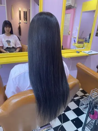 ロング カラー ヘアアレンジ チビ編み込みエクステ シールEXどぅ〜すのヘアスタイル