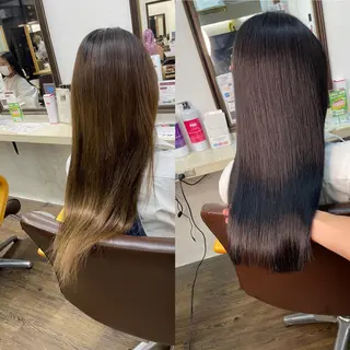 ミディアム ヒカ/外国人風 デザインカラーのヘアスタイル