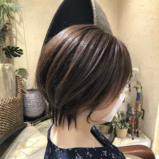 ショート カラー パーマ ヘアアレンジ シャドウパーマ 石見のヘアスタイル