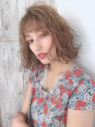 ミディアム カラー パーマ 【23時まで営業】 酒井啓佑のヘアスタイル