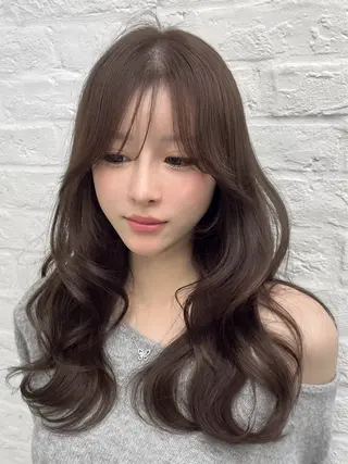 ロング カラー パーマ ヘアアレンジ 韓国ヘア×顔まわり 🇰🇷和知拓郎のヘアスタイル