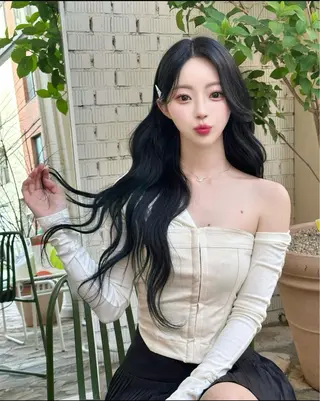 ロング カラー パーマ ヘアアレンジ メンズ キッズ 上品＆韓国風 🥀海心🥀のヘアスタイル