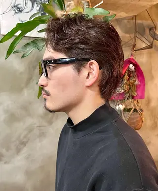 ショート カラー メンズ 木村陸弥 透明感/ 赤み消し/オリーブのヘアスタイル