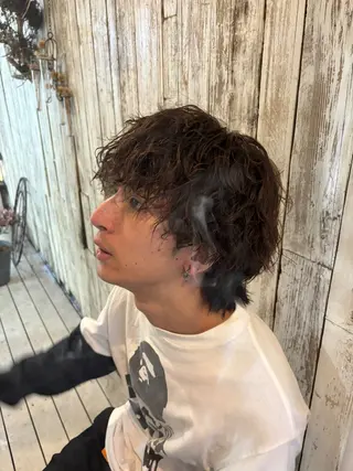 ミディアム カラー パーマ メンズ SHO 👻原宿 /艶カラーのヘアスタイル