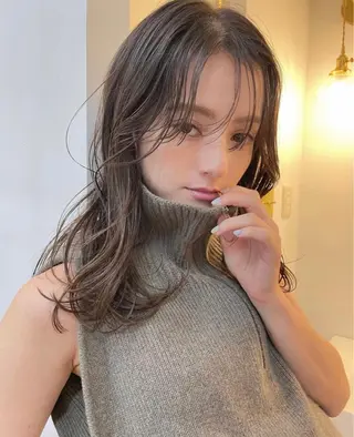 セミロング カラー ヘアアレンジ 🤎カット/ブリーチ /縮毛矯正/大宮🤎のヘアスタイル