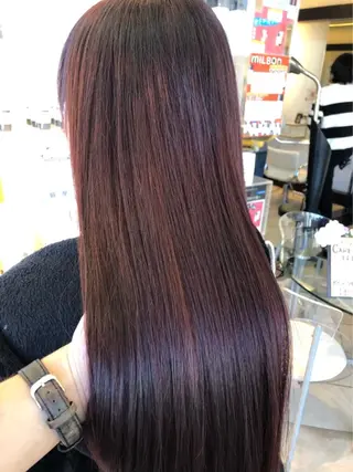 カラー うる艶&縮毛矯正 ⟡.·小林理菜⟡.·のヘアスタイル