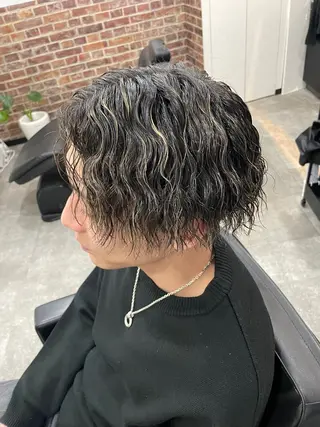 ミディアム カラー パーマ メンズ TETISS所属・💈メンズハイライト 南谷💈のヘアスタイル
