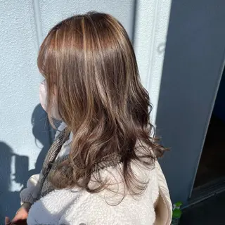 セミロング カラー ヘアアレンジ なつき/艶ピンク/ girly hairのヘアスタイル