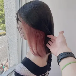 セミロング カラー 韓国レイヤー🕊️ 柔らかベージュ🧸のヘアスタイル