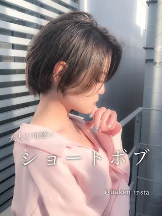 ショート カラー 顔周りレイヤー/ボブ 銀座✨中野まさひろのヘアスタイル