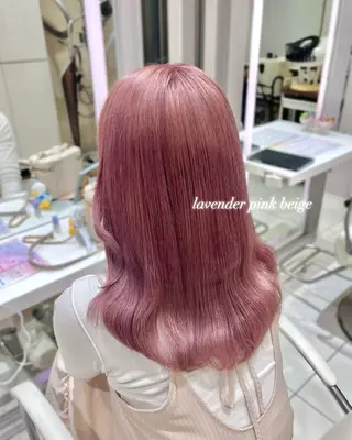 セミロング カラー Euphoria 銀座所属・🎀𝐧𝐚𝐨🎀 ピンク/ハイトーンのヘアスタイル