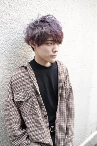 カラー パーマ ミディアム メンズ ace share salon所属・桑原 祥のヘアスタイル