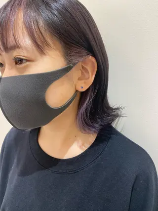 ミディアム カラー 細めハイライト🩶 ボブ/レイヤーカットのヘアスタイル