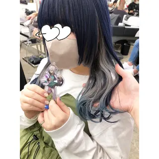 セミロング カラー 推しカラー✨ オタク美容師ユウカのヘアスタイル