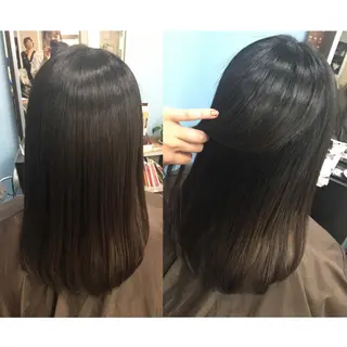 セミロング パーマ 角田 安のヘアスタイル
