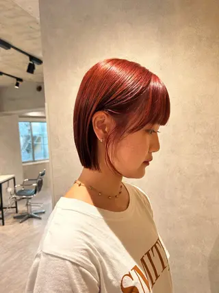 ショート カラー ayano🍒パーマ 暖色カラーのヘアスタイル
