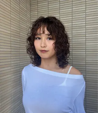ミディアム カラー パーマ ayano🍒パーマ 暖色カラーのヘアスタイル