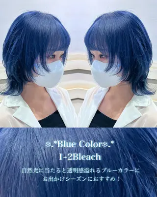 ミディアム カラー ハイトーンカラー/ 青髪/💙みずき💙のヘアスタイル
