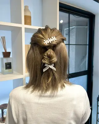 ミディアム アレンジ/新宿 透明感カラー/ヤノのヘアスタイル
