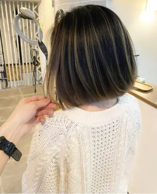 ショート カラー ヘアアレンジ ネイル マツエク・マツパ ハイライト、レイヤー カット/西梅田/中西のヘアスタイル