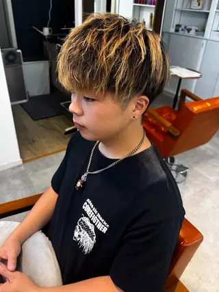 ショート カラー パーマ メンズ amule hair ✂️山本　丈則✂️のヘアスタイル